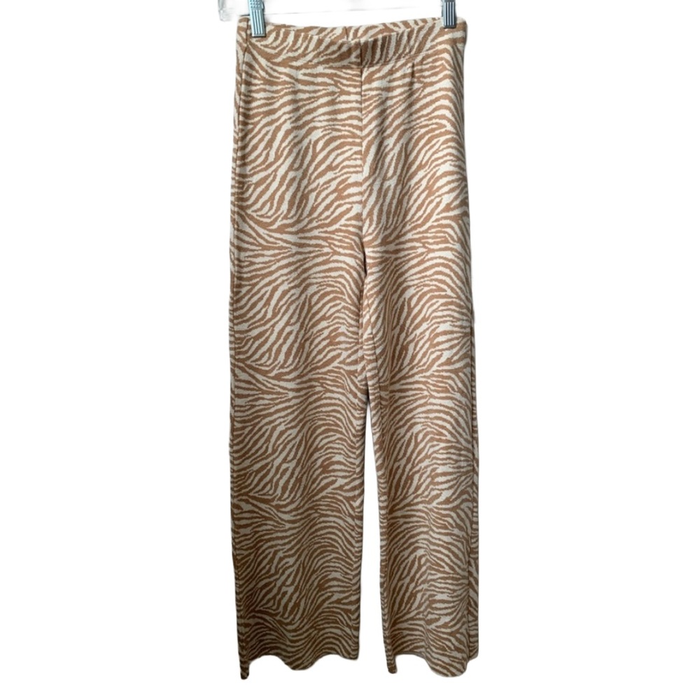 BEIGE BOTANY Women’s Tan Ivory Zebra Pull On Pants
